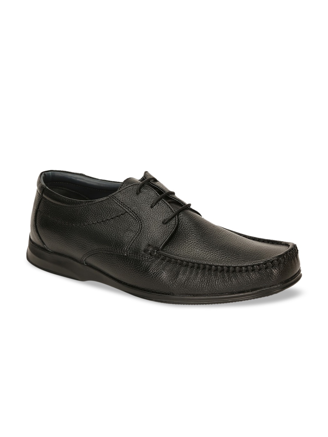 

Bata Men Black Solid Leather Formal Derbys
