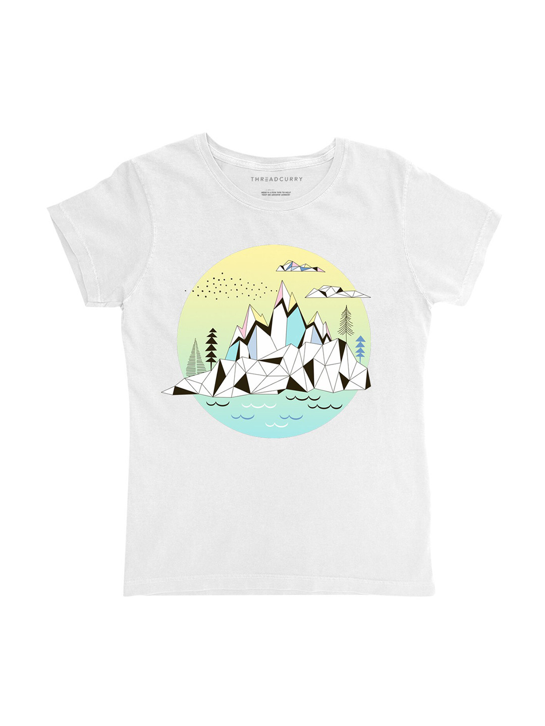 

THREADCURRY Girls White Printed Round Neck T-shirt
