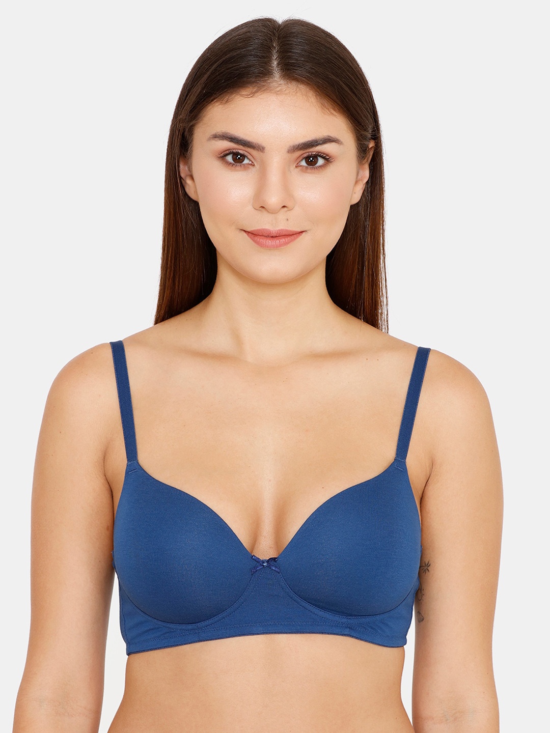 

Zivame Blue Solid Non-Wired Lightly Padded T-shirt Bra ZI1137CORE