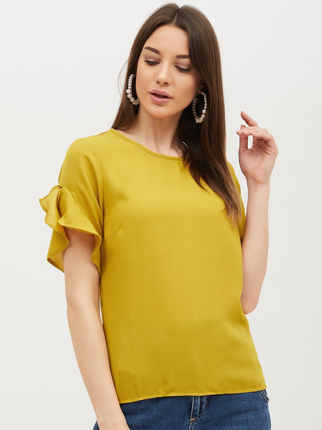 

Harpa Women Mustard Yellow Solid Top