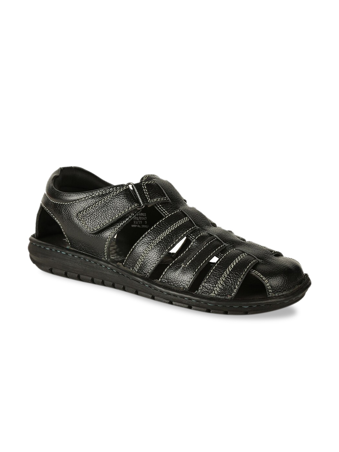 

Hush Puppies Men Black Leather Fisherman Sandals