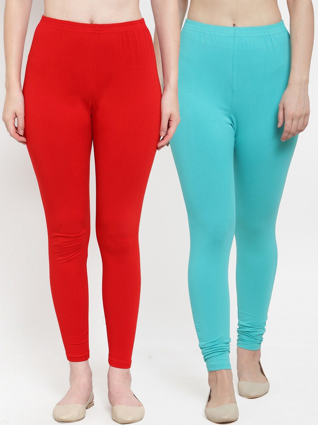 

GRACIT Women Pack Of 2 Solid Ankle-Length Leggings, Red