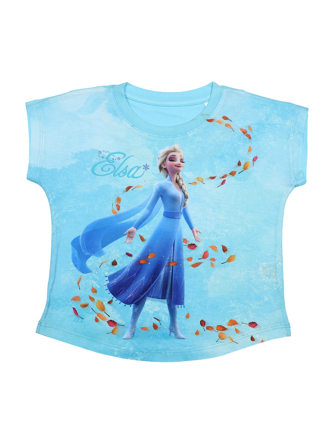

Disney by Wear Your Mind Girls Blue Elsa Printed Top