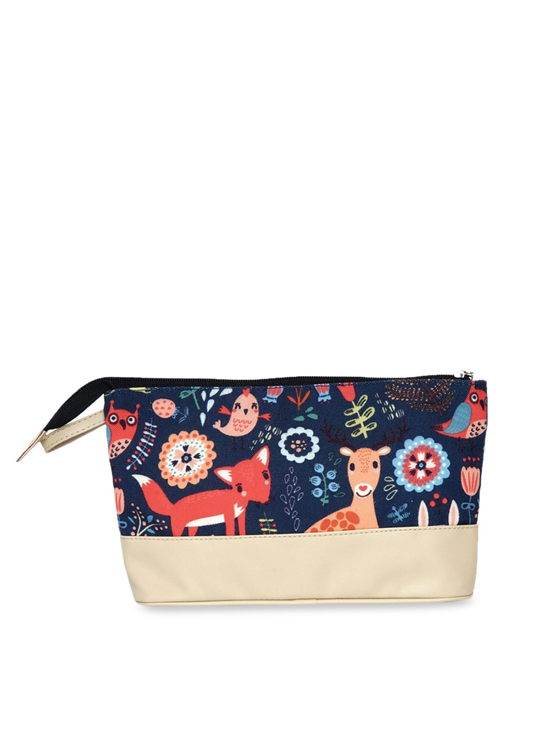 

Anekaant Women Navy Blue & Beige Printed Modish Quirky Cosmetic Pouch