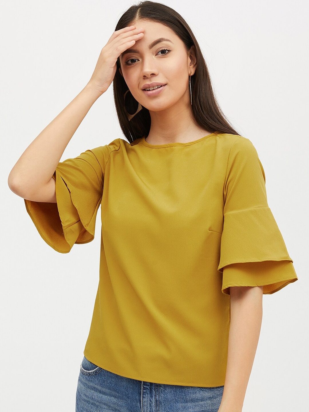 Harpa Women Mustard Yellow Solid Top