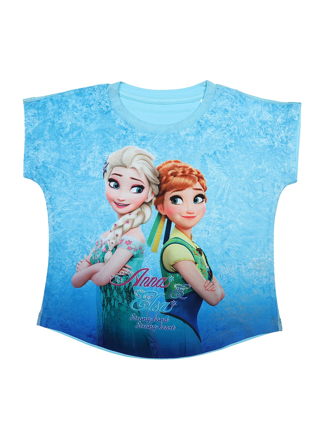

Disney by Wear Your Mind Girls Blue Anna & Elsa Printed Top