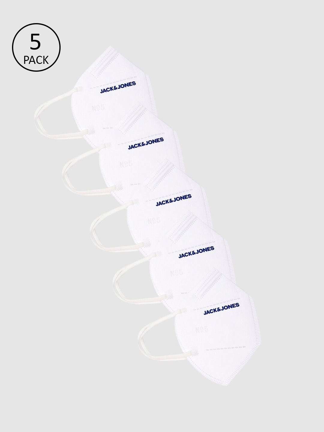 

Jack & Jones Men White 5 Pcs 2-Ply N95 Reusable Masks