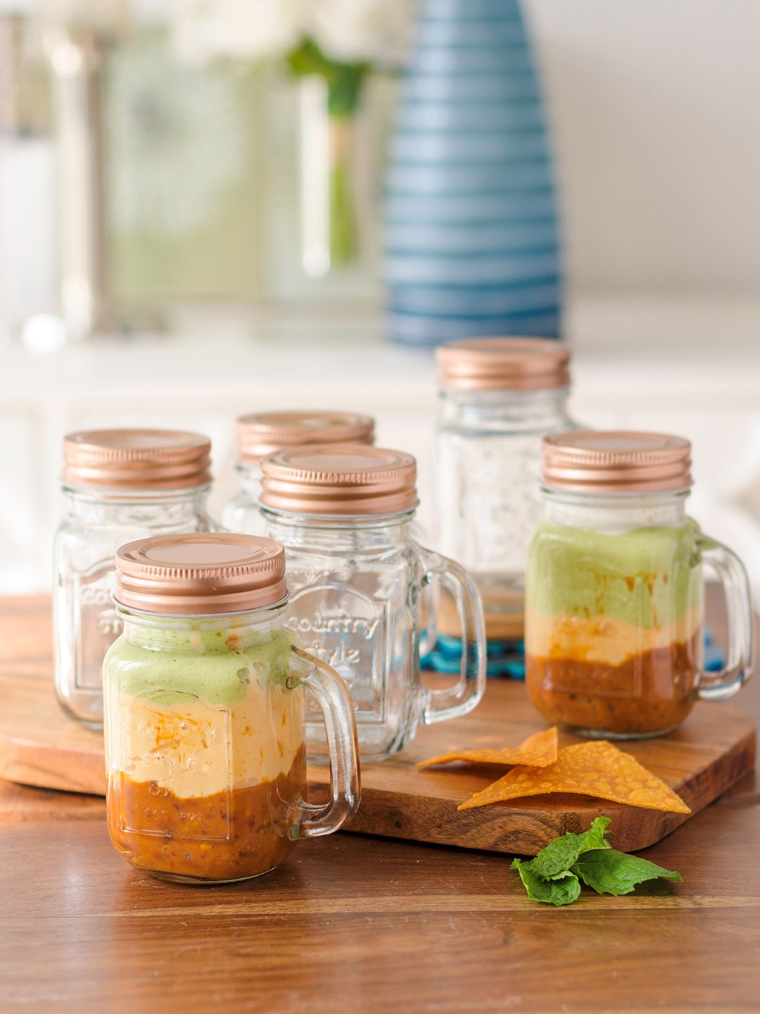 

GOODHOMES Set Of 6 Transparent Mason Jars With Copper Lid