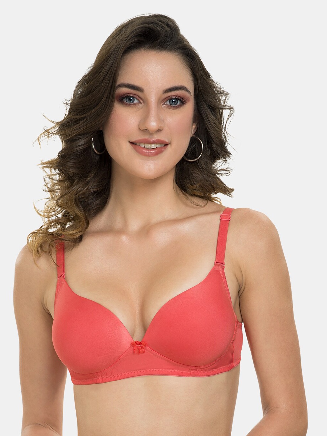 

Tweens Coral Orange Solid Non-Wired Heavily Padded T-shirt Bra TWL-3015-16