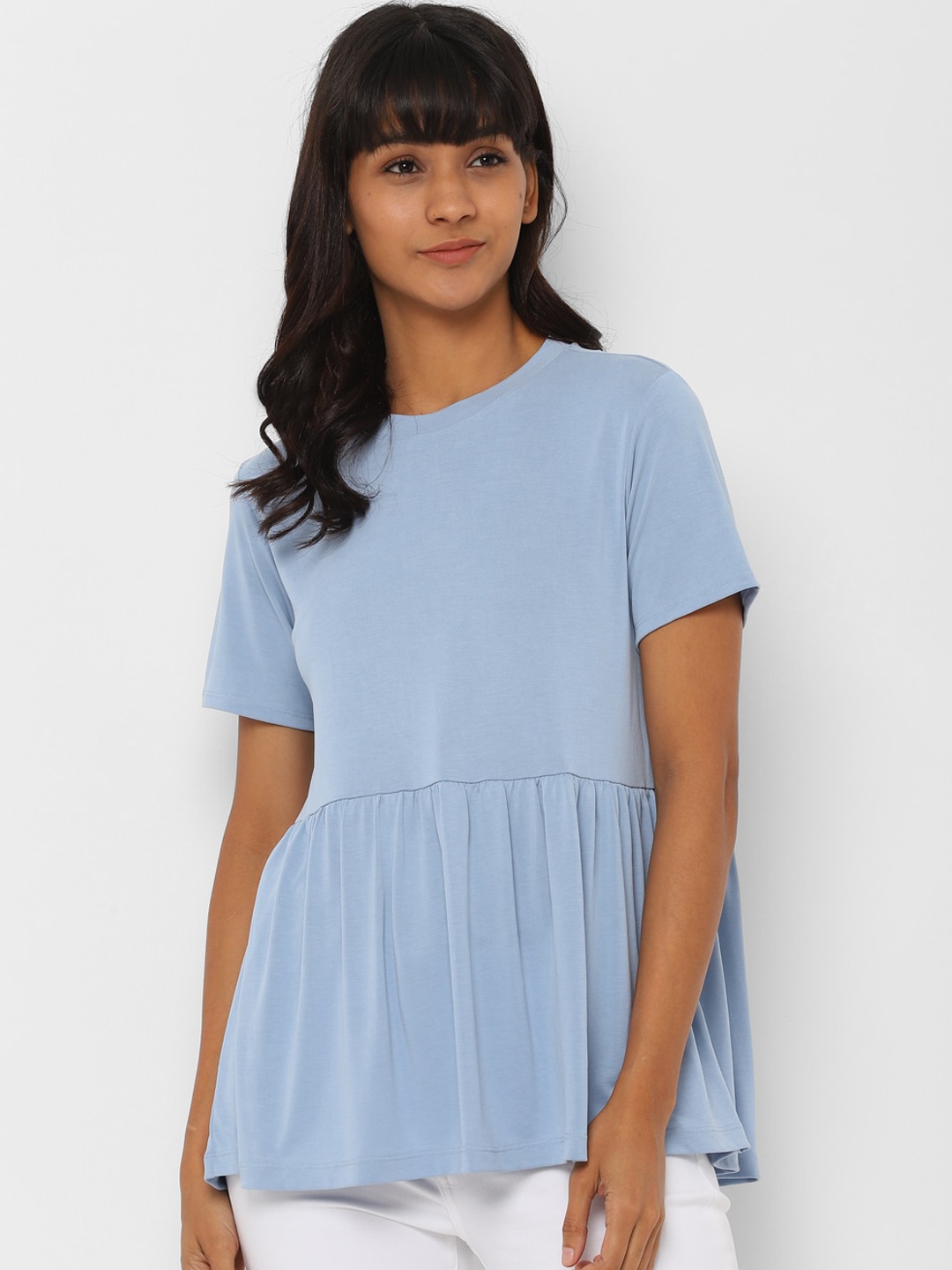 

AMERICAN EAGLE OUTFITTERS Women Blue Solid Peplum Top