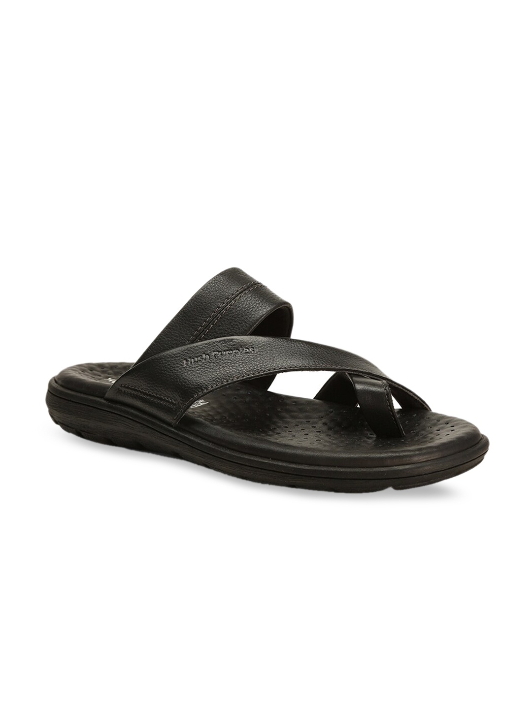 

Hush Puppies Men Black Leather Comfort Sandals