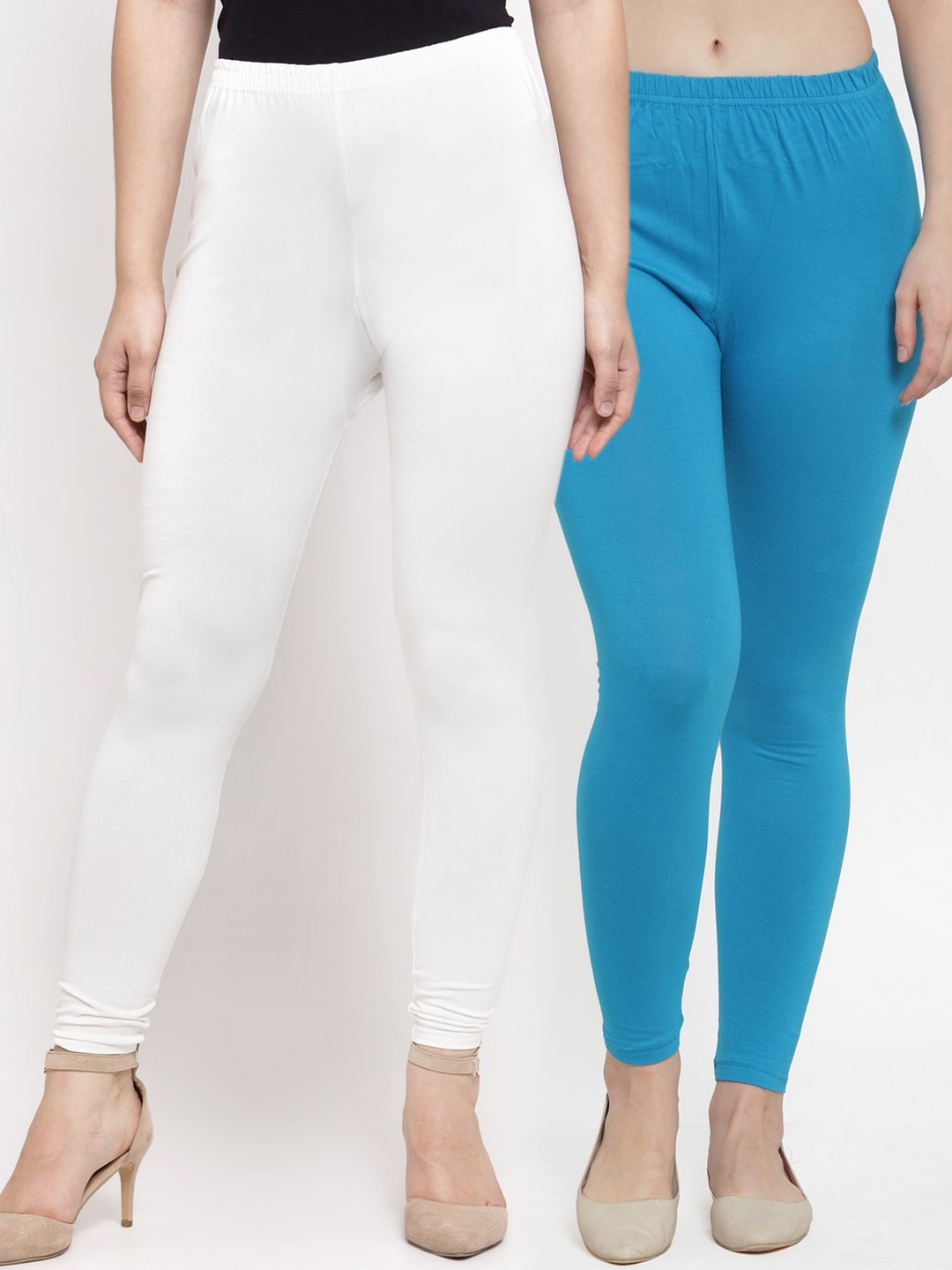 

GRACIT Women Pack Of 2 Solid Leggings, White