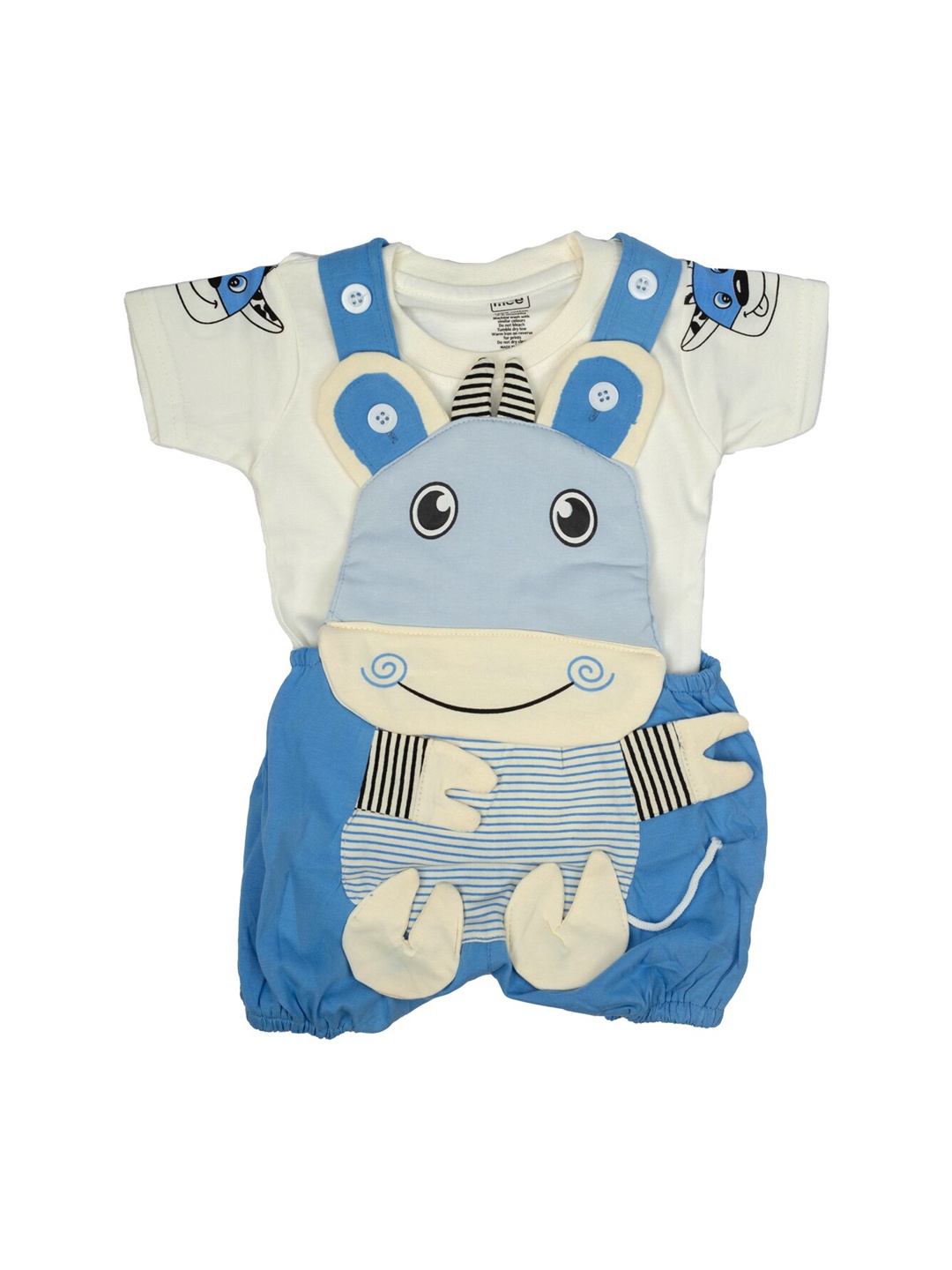 

MeeMee Infant Kids Blue & Beige T-shirt with Dungaree
