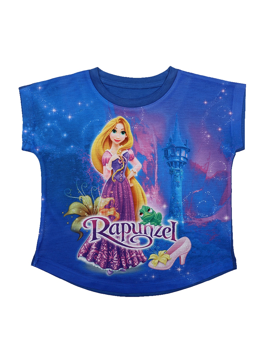 

Disney by Wear Your Mind Girls Blue & Pink Princess Rapunzel Printed Top