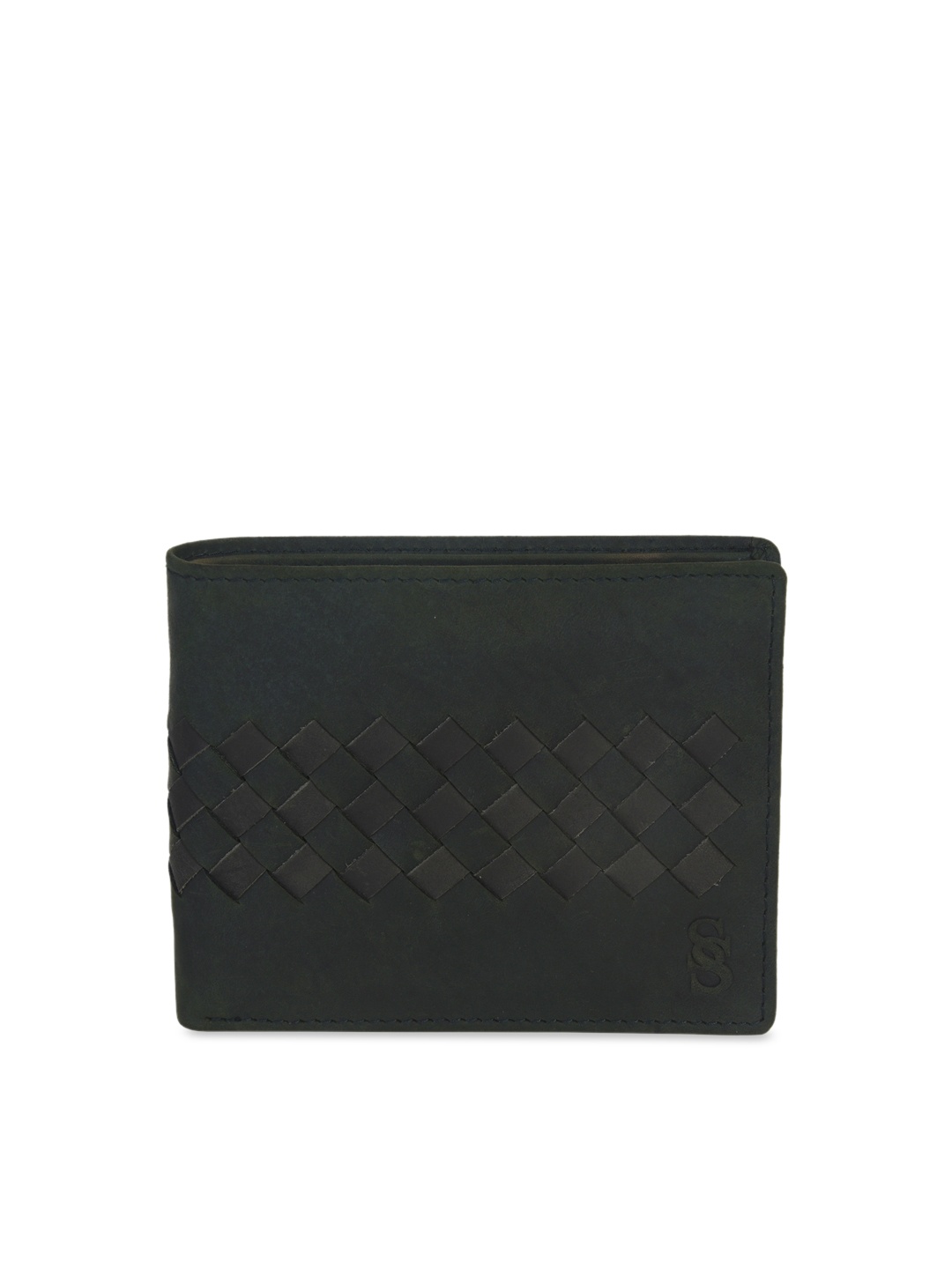 

Second SKIN Men Olive Green Textured Two Fold Leather Wallet