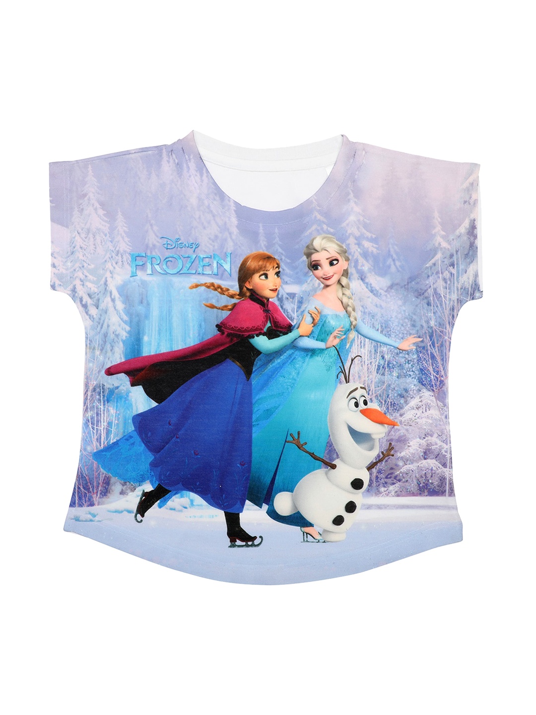 Disney by Wear Your Mind Girls White & Blue Disney Printed Knitted Top