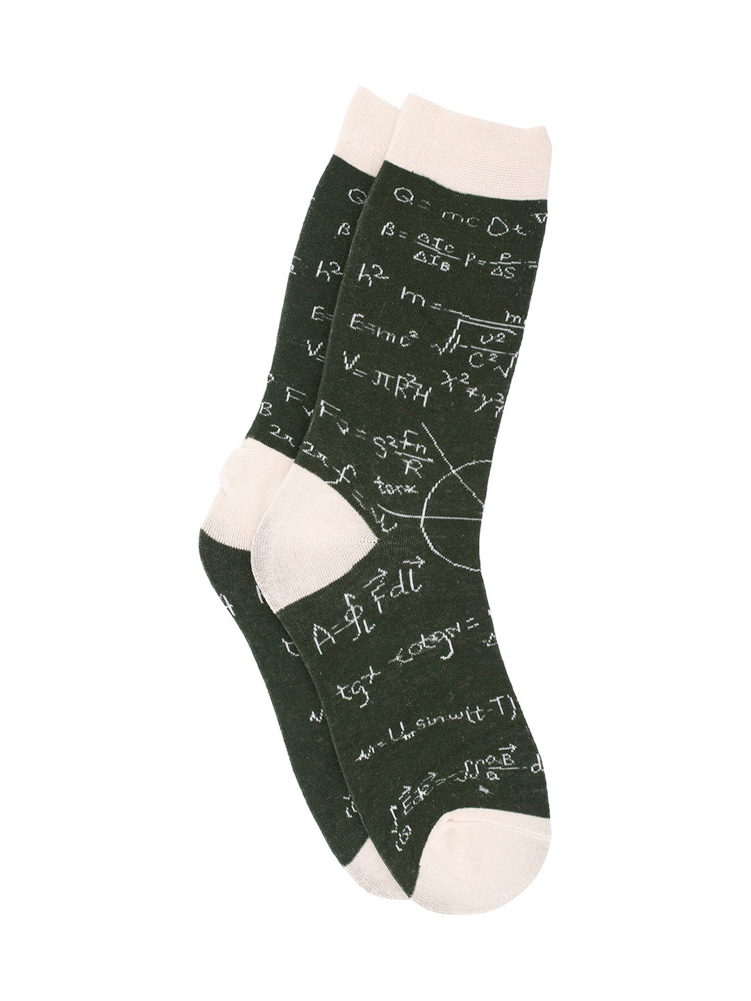 

The Tie Hub Men Green & White Maths Equation Patterned Bright Calf-Length Socks