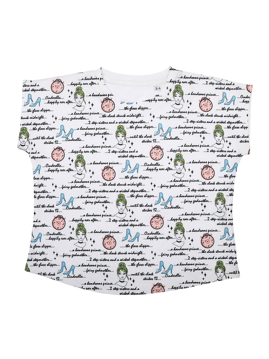 

Disney by Wear Your Mind Girls White Printed Princess Knitted Top