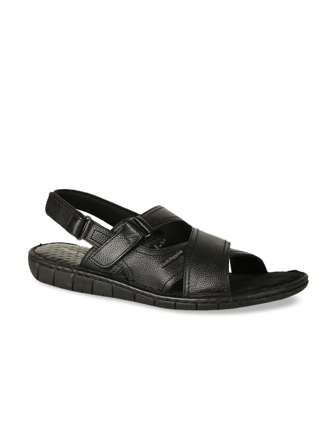 

Hush Puppies Men Black Leather Comfort Sandals
