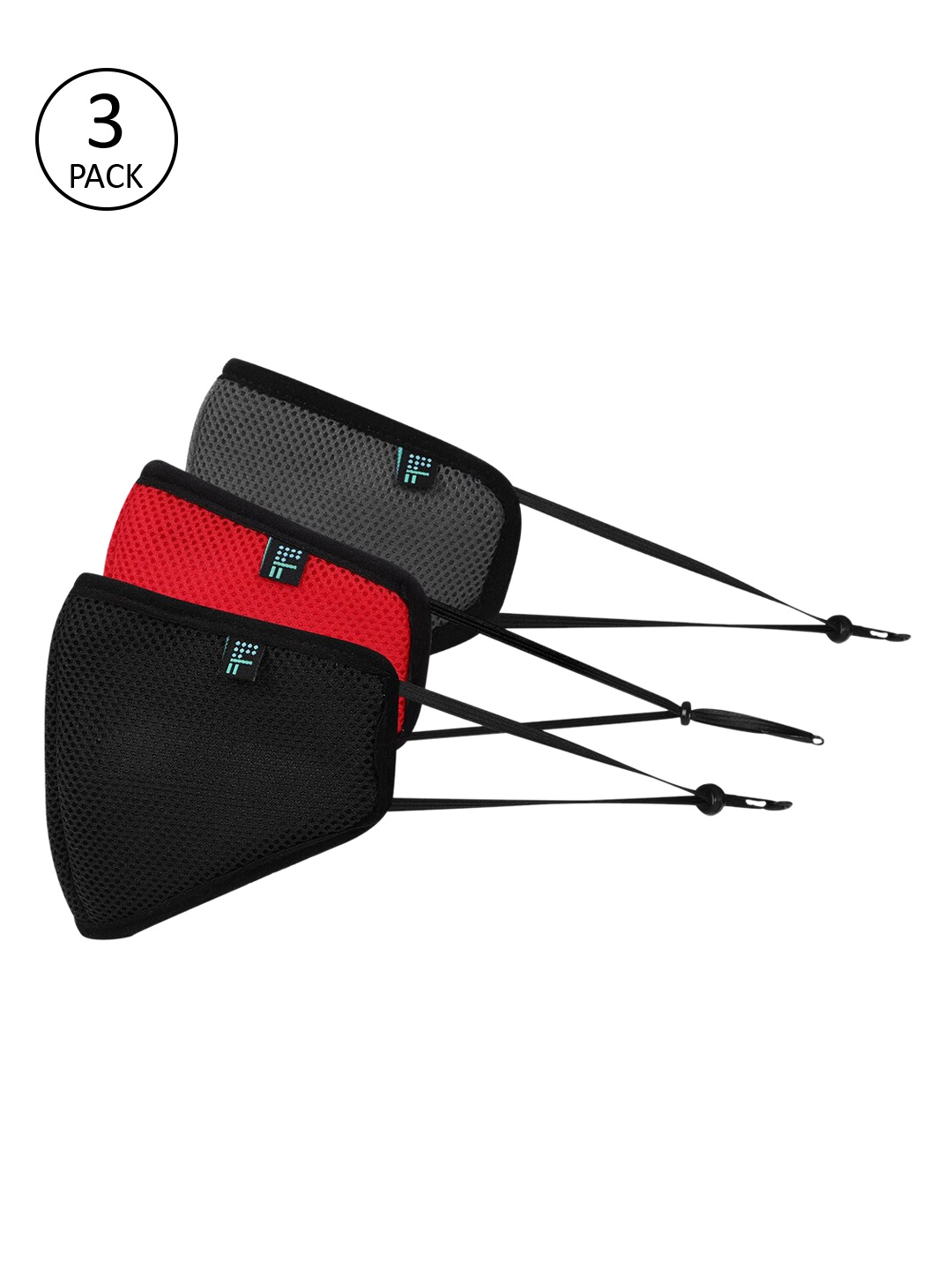 

Fresh Filter Adults Pack Of 3 Reusable 6-Ply Adjustable Outdoor Masks, Red