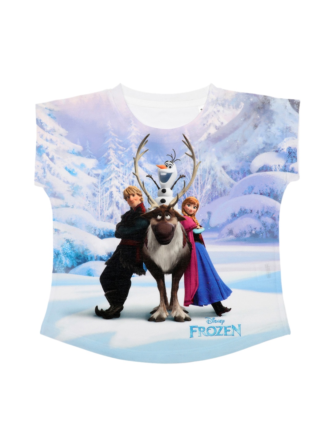 Disney by Wear Your Mind Girls White & Blue Disney Printed Knitted Top