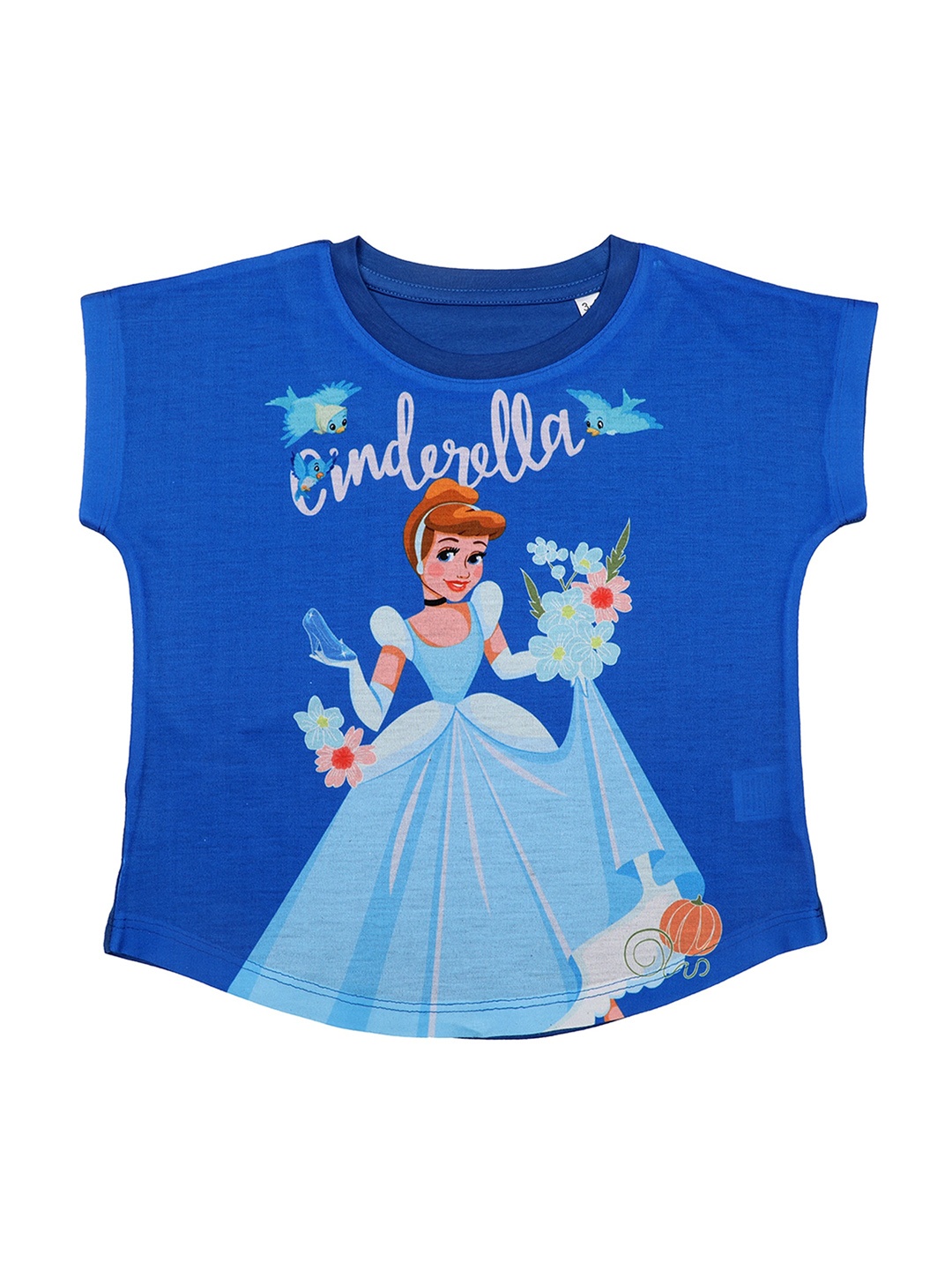 Disney by Wear Your Mind Girls Blue Princess Printed Knitted Top