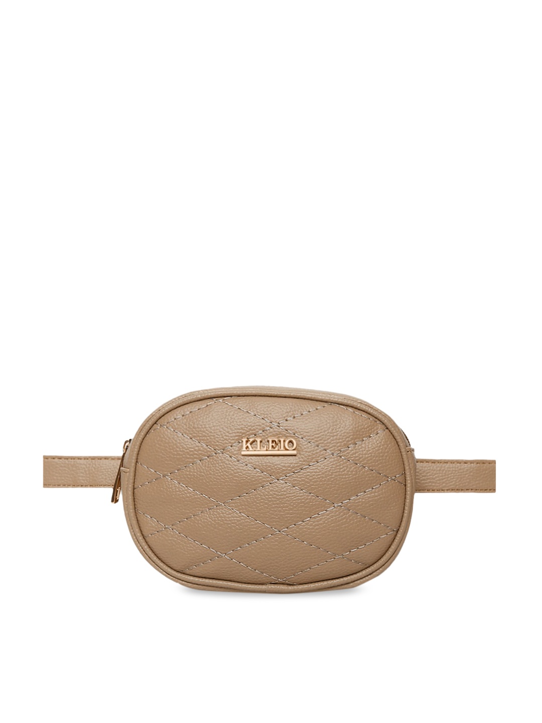 

KLEIO Women Quilted Detail Waist Pouch, Beige