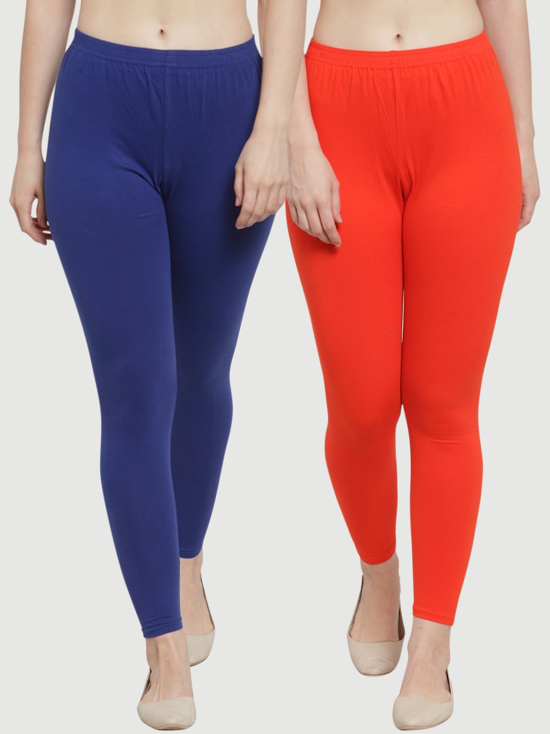 GRACIT Women Pack Of 2 Solid Ankle-Length Leggings, Blue