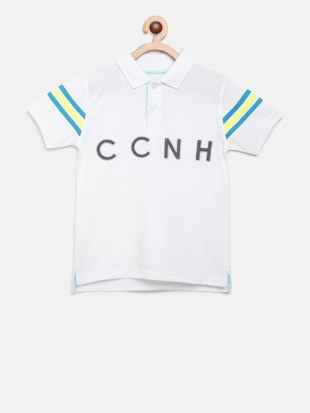 Cherry Crumble Boys White Printed Polo Collar T-shirt