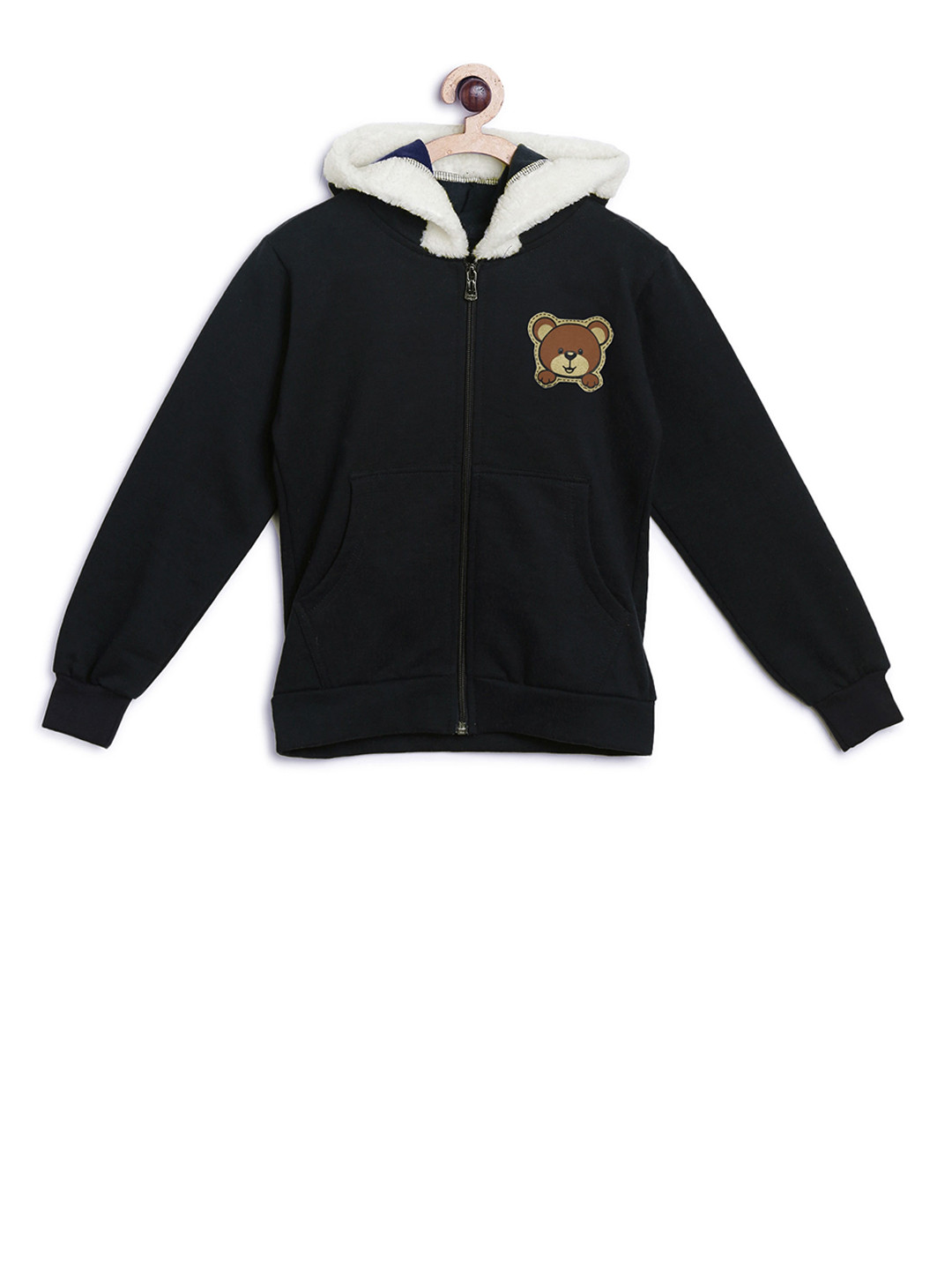 

SWEET ANGEL Girls Black Solid Hooded Sweatshirt