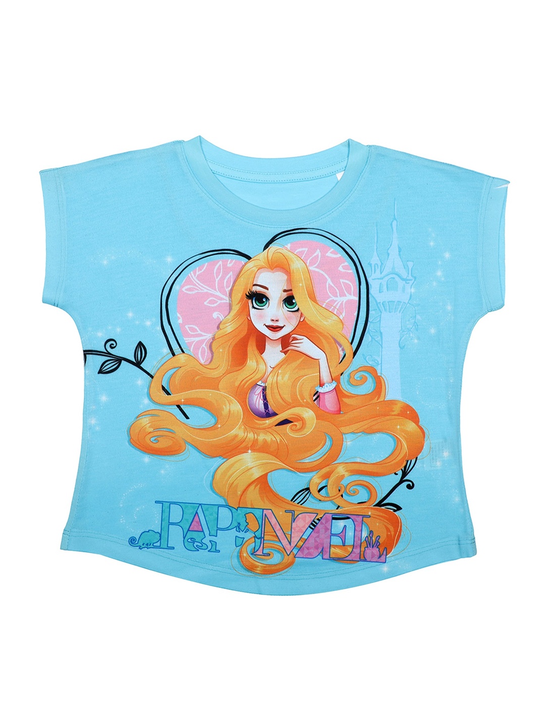 Disney by Wear Your Mind Girls Blue & Orange Rapunzel Printed Top