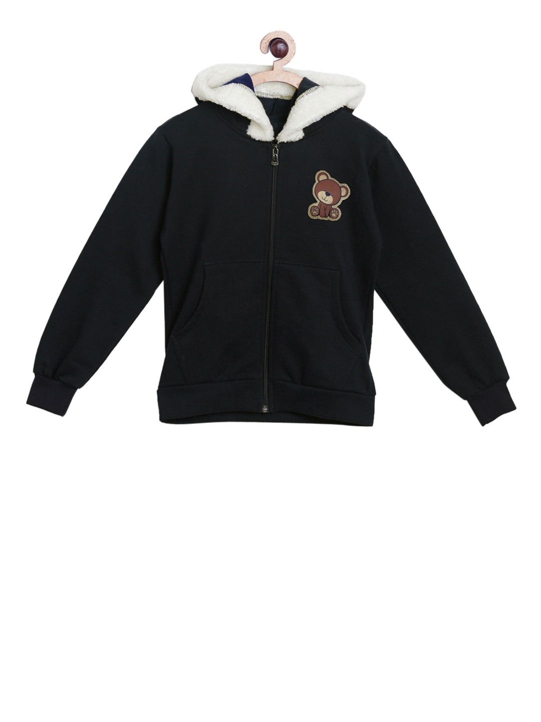 

SWEET ANGEL Girls Black Solid Hooded Sweatshirt