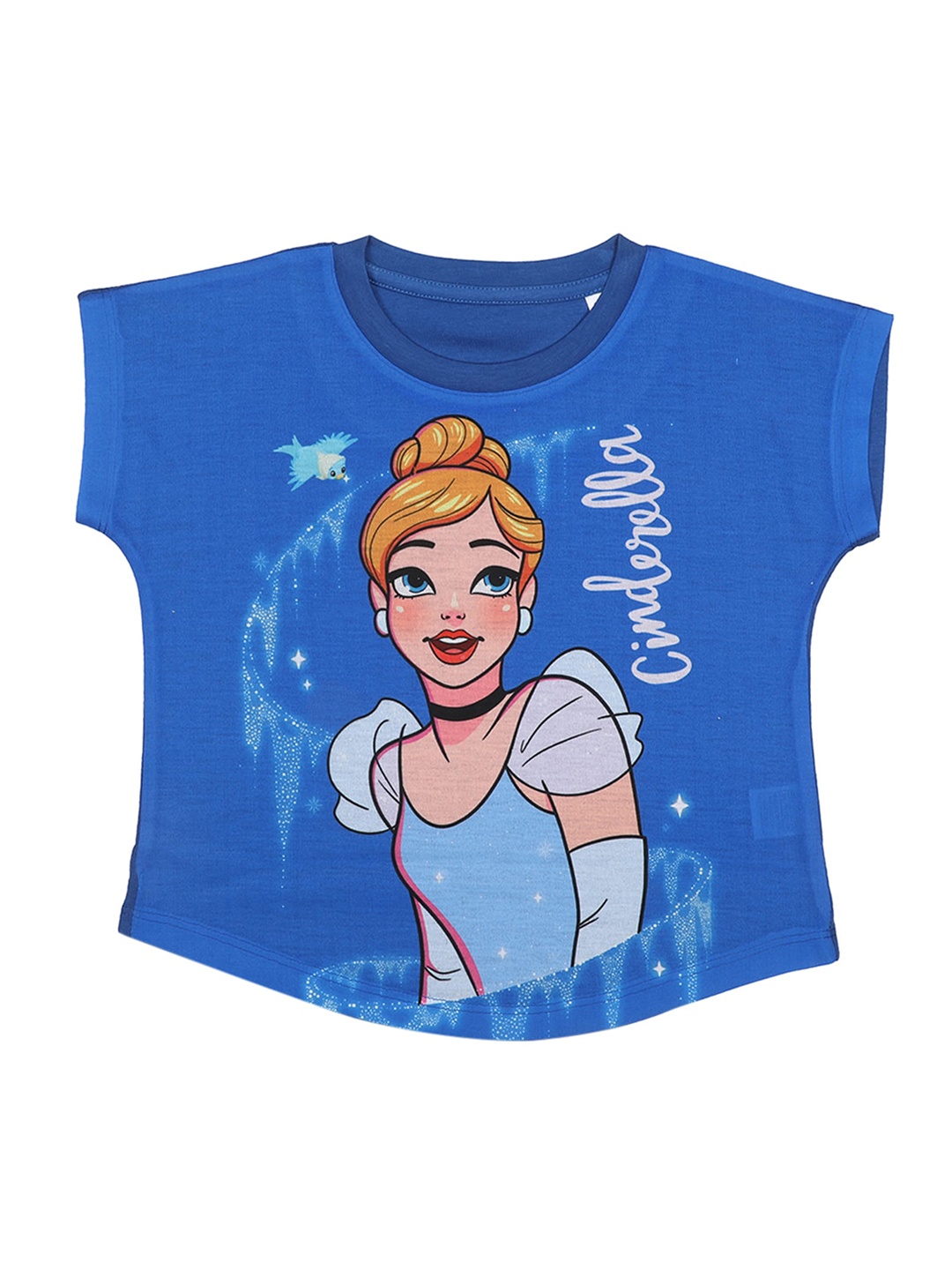 

Disney by Wear Your Mind Girls Blue & Brown Cindrella Printed Top