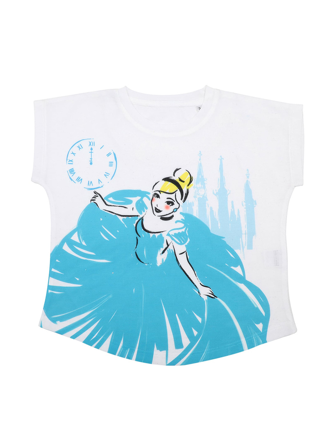 

Disney by Wear Your Mind Girls White & Blue Princess Printed Top