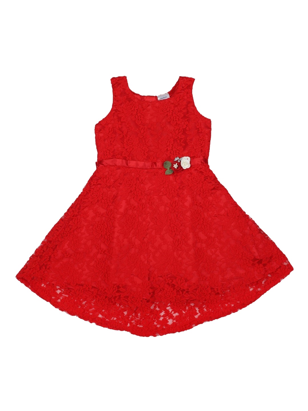 

Doodle Girls Red Self Design Fit and Flare Dress