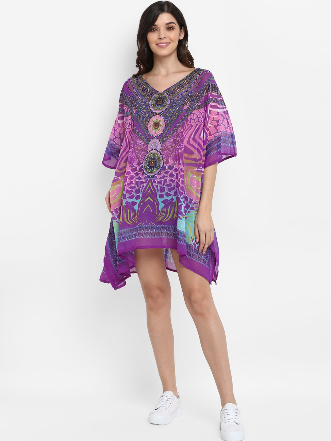 

Aditi Wasan Women Purple Printed Kaftan Dress