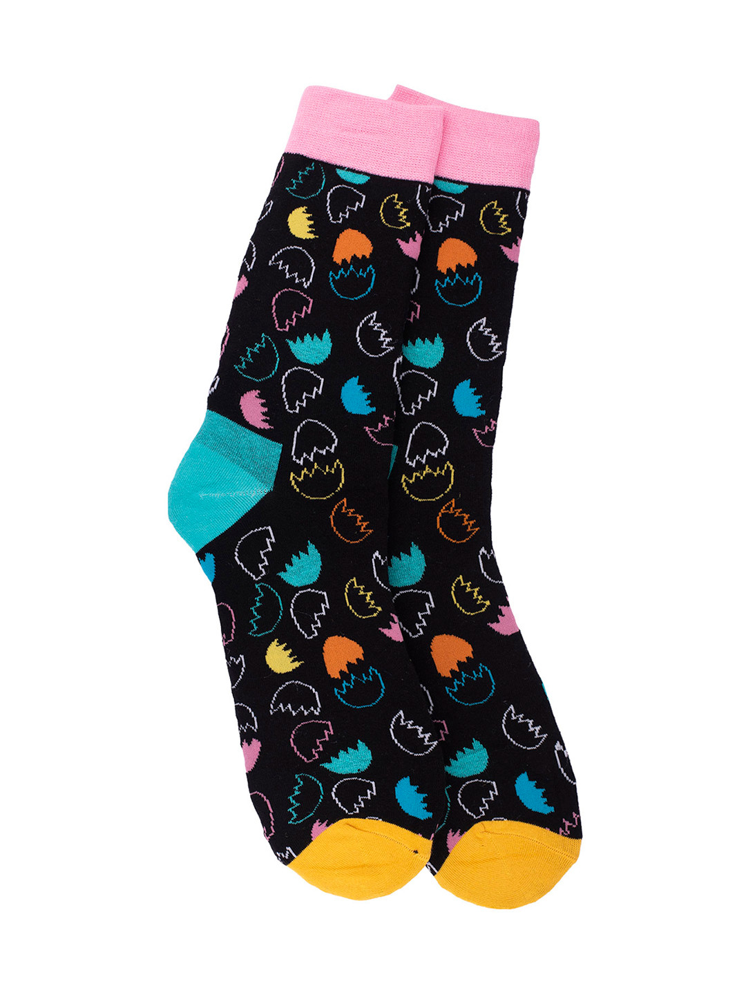 

The Tie Hub Men Black & Pink Egg Shall Patterned Calf-Length Socks