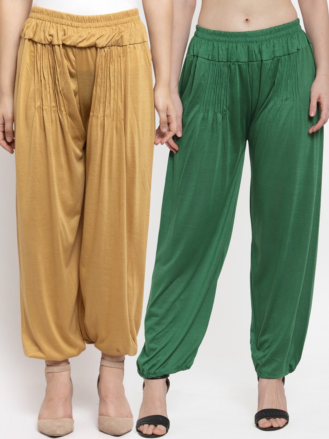 

GRACIT Women Pack Of 2 Solid Harem Pants, Beige