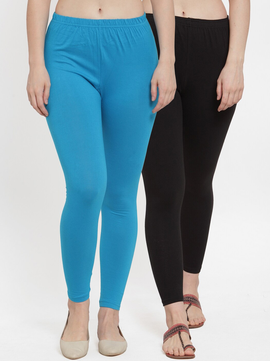 

GRACIT Women Pack Of 2 Solid Ankle-Length Leggings, Black