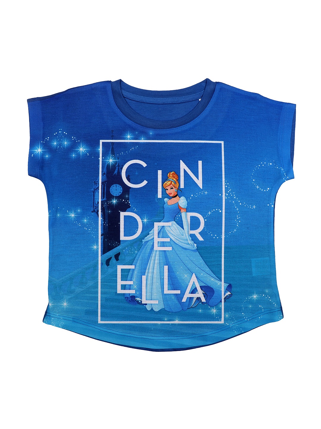 

Disney by Wear Your Mind Girls Blue & Brown Princess Printed Top