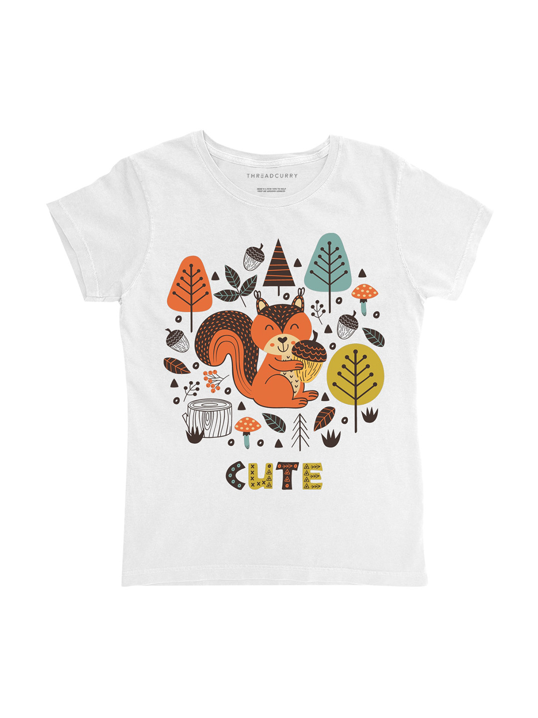 

THREADCURRY Girls White Printed Round Neck T-shirt