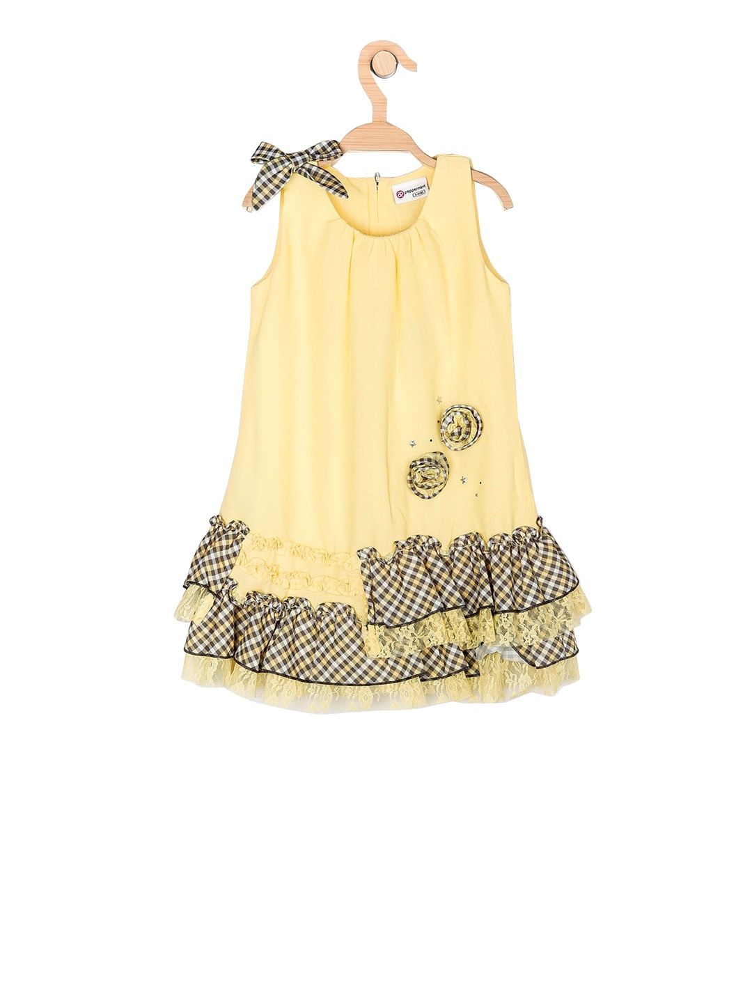 

Peppermint Girls Yellow Printed A-Line Dress