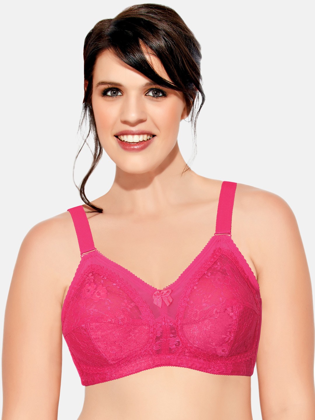 

Enamor Women Pink Non-Padded Non-Wired Full Support Super Lift Up Bra With M-Frame