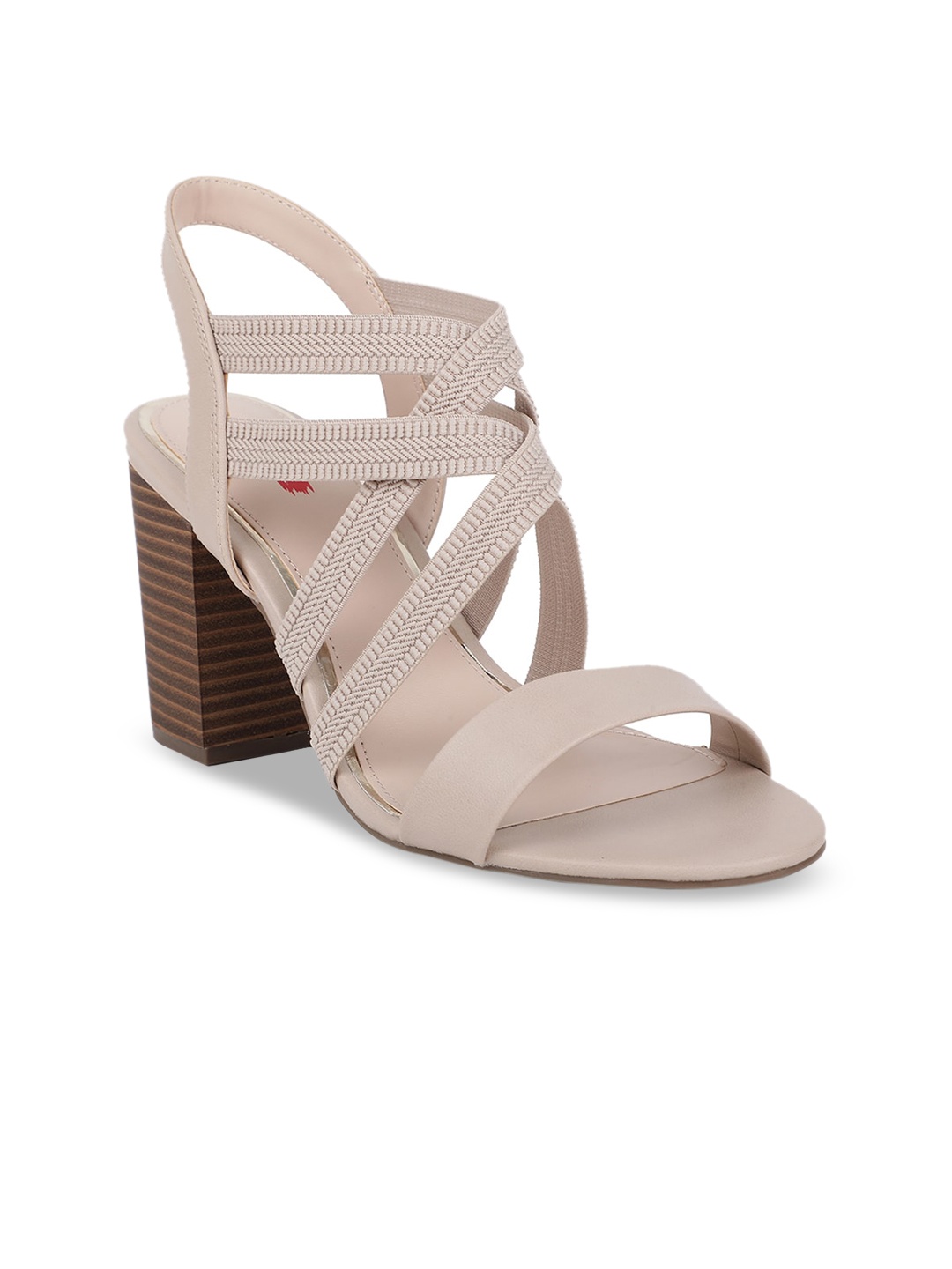 

Bata Women Beige Woven Design Block Heels