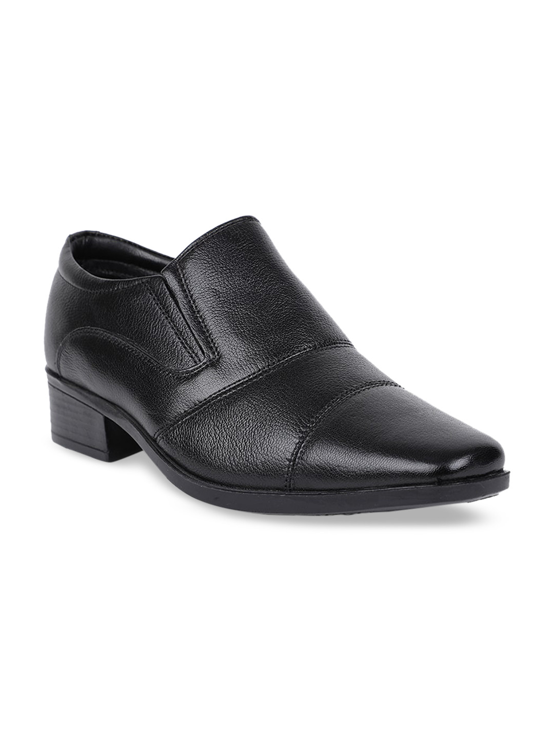 

Hush Puppies Men Black Solid Leather Formal Slip-Ons