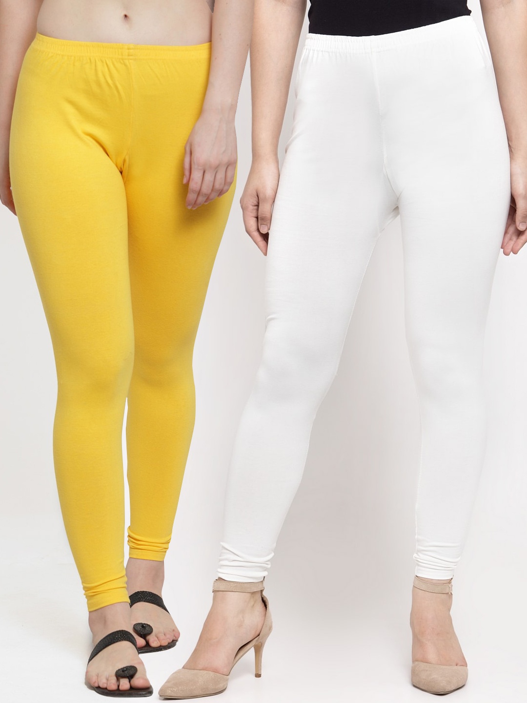 

GRACIT Women Pack Of 2 Solid Churidar-Length Leggings, White