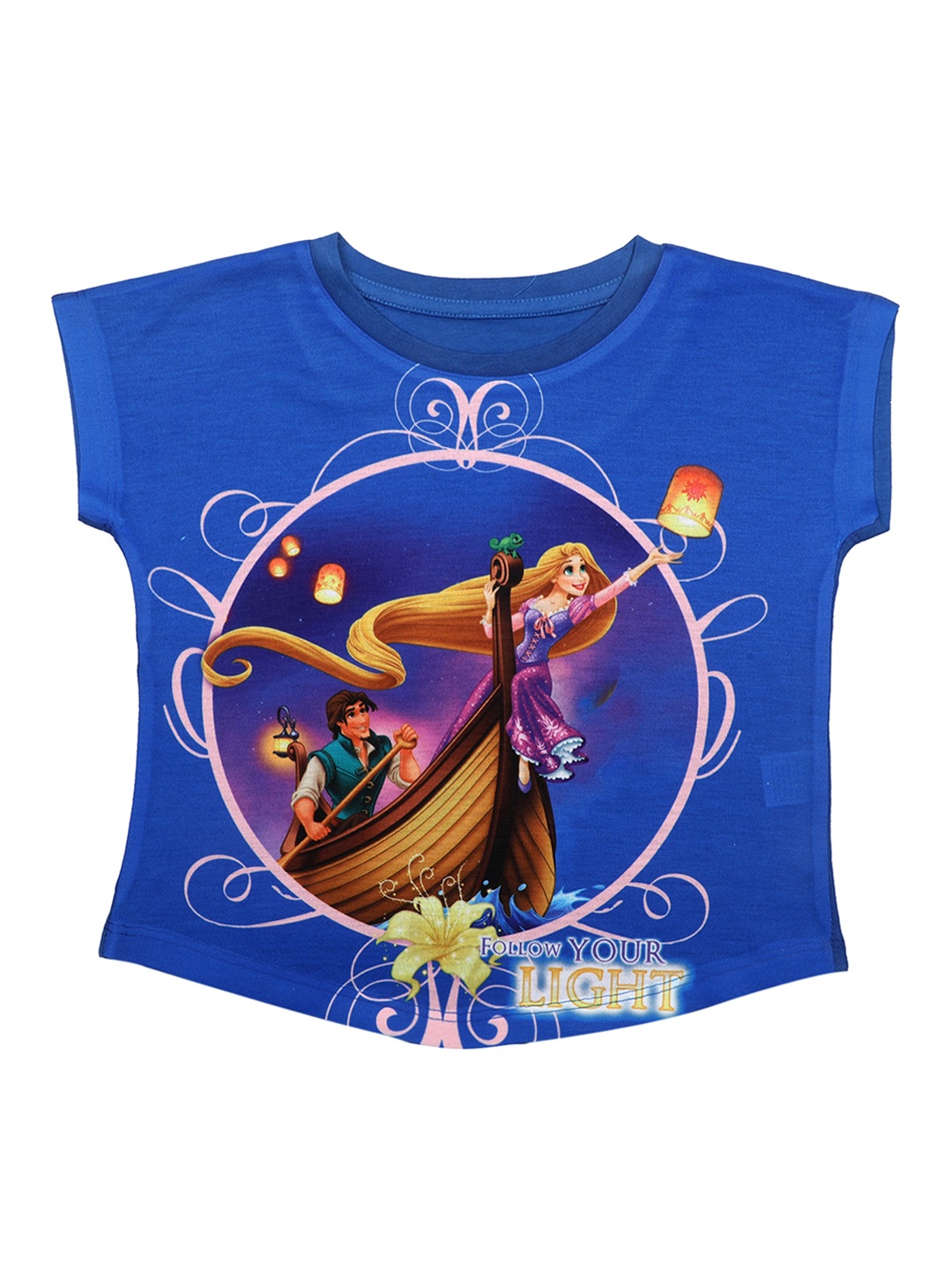 Disney by Wear Your Mind Girls Blue & Brown Jasmine Printed Top