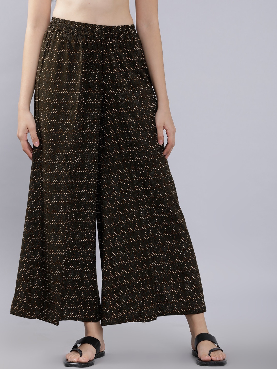 

Vishudh Women Brown Printed Straight Palazzos