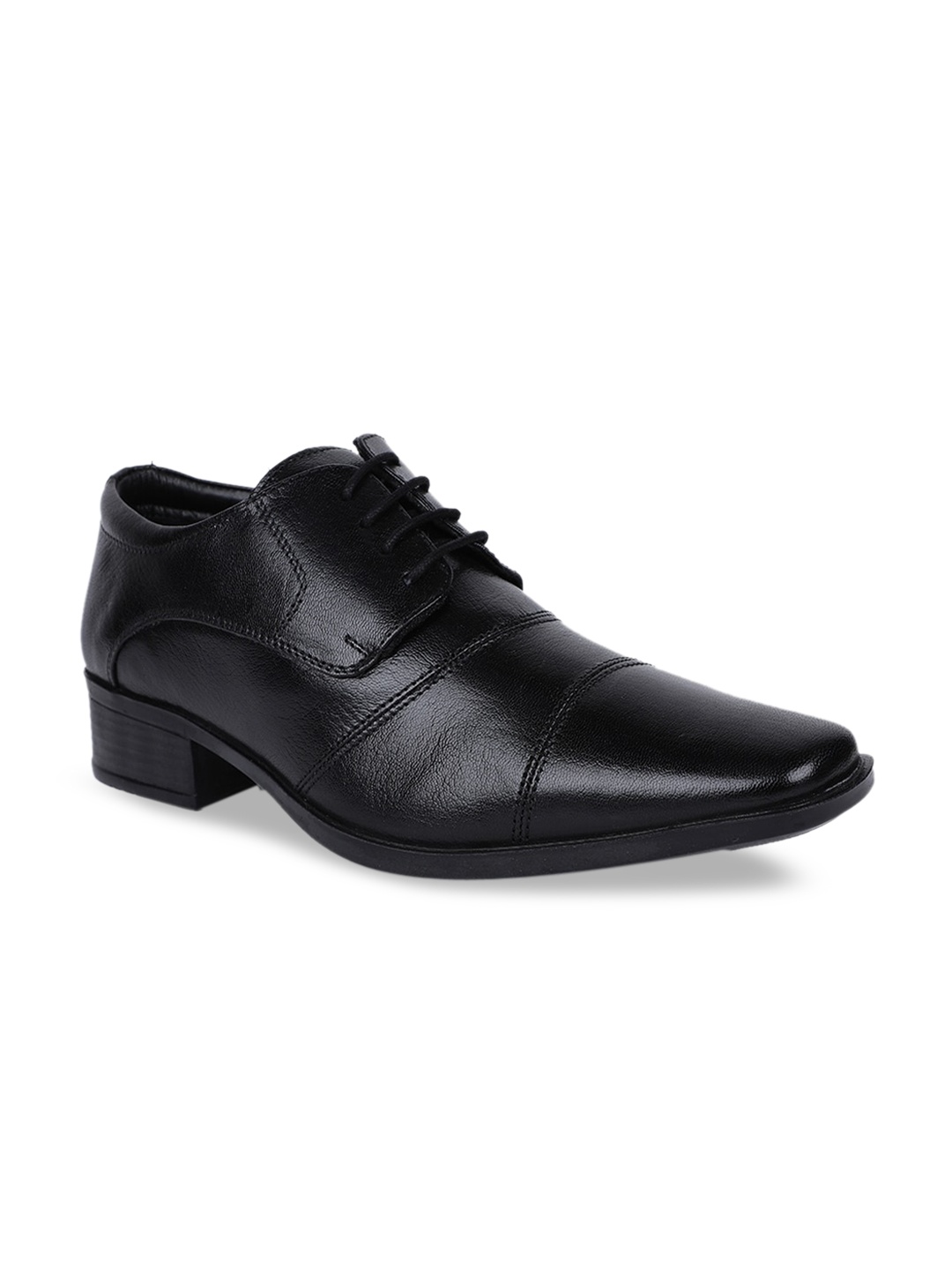 Hush Puppies Men Black Solid Leather Formal Derbys
