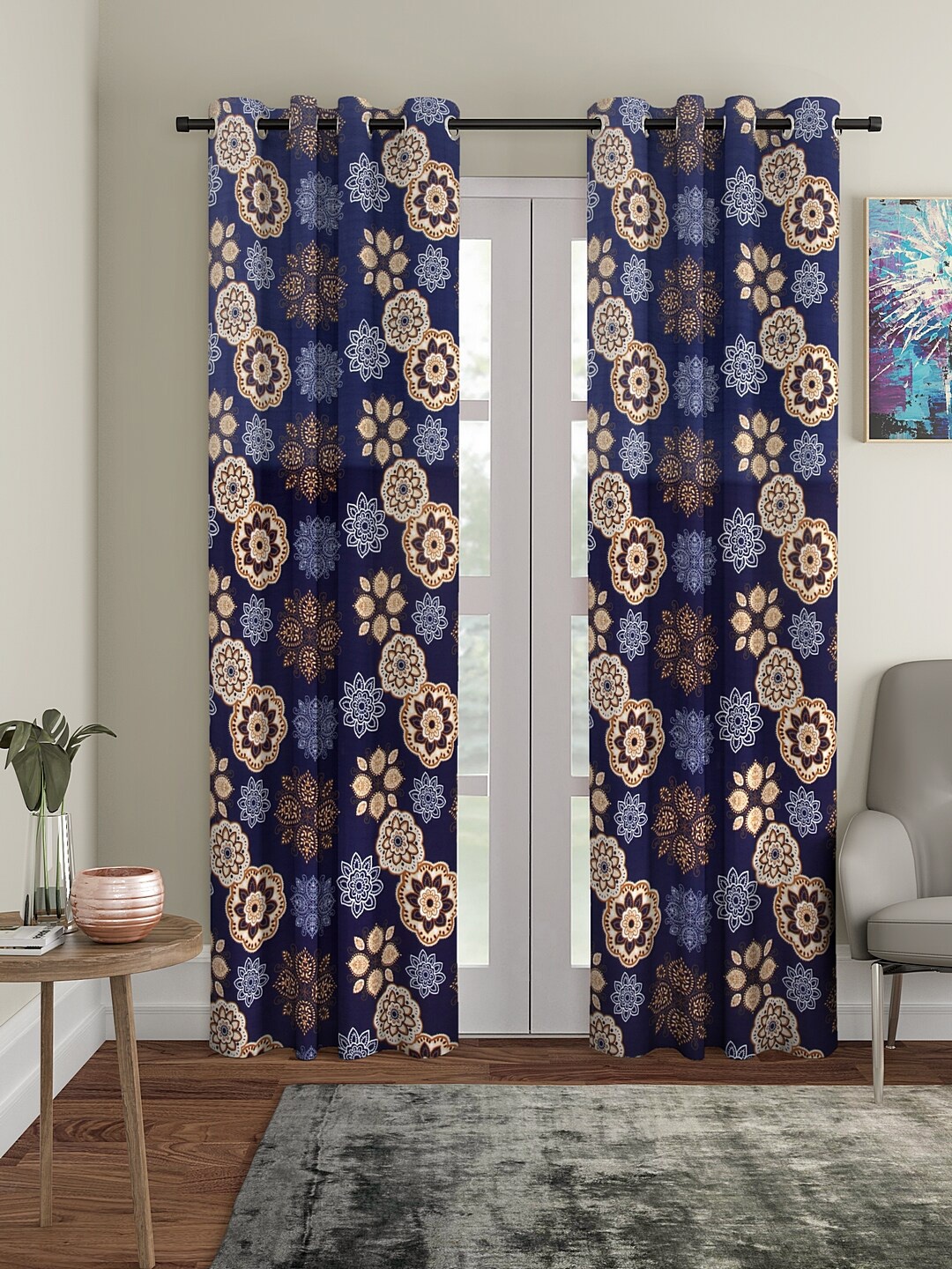 

Cortina Blue & Brown Set of 2 Digital Printed Door Curtains